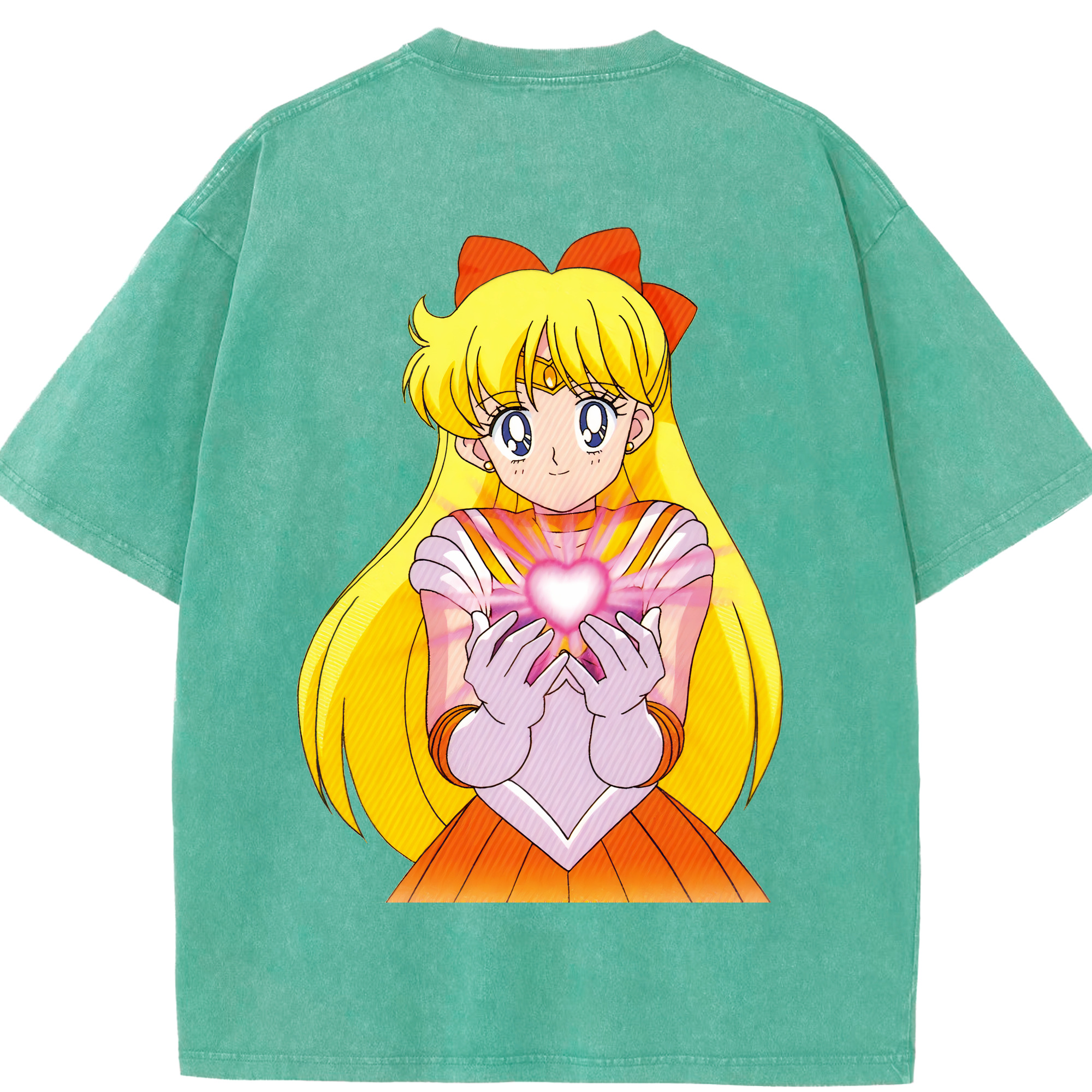 （画像用） 美少女戦士セーラームーン 愛野 美奈子 あいの みなこ Sailor Moon Aino Minako 綿100% ヴィンテージ風 半袖Tシャツ（背面プリント）